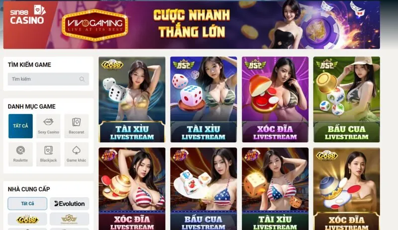 Giới thiệu về live casino Sin88 