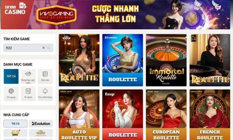 Vài nét chung về Roulette Sin88