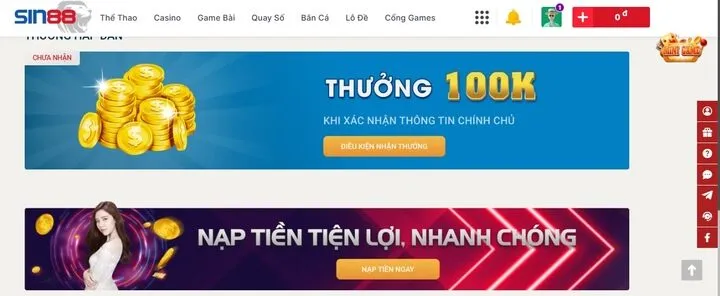 Cập nhật các chương trình Khuyến mãi Sin88 cực sốc