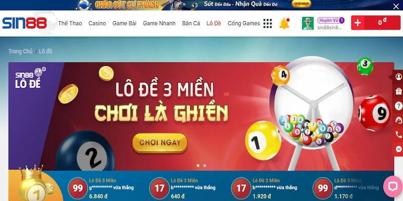 Loại hình game Lô đề Sin88 hot hiện nay