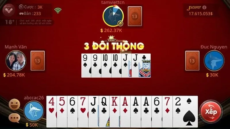 Giao diện tựa game Tiến lên Sin88 bắt mắt