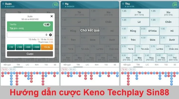 Cách chơi Keno Techplay Sin88 cơ bản nhất