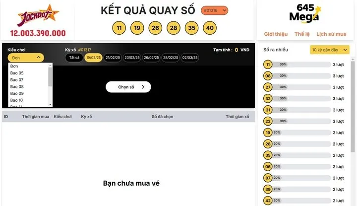 Các kiểu chơi Mega 6/45 tại Sin88